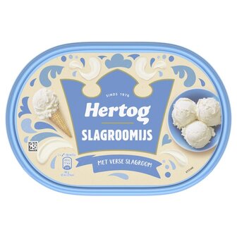 Hertog Slagroomijs 900 ml (diepvries)