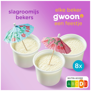 g'woon slagroomijs bekers